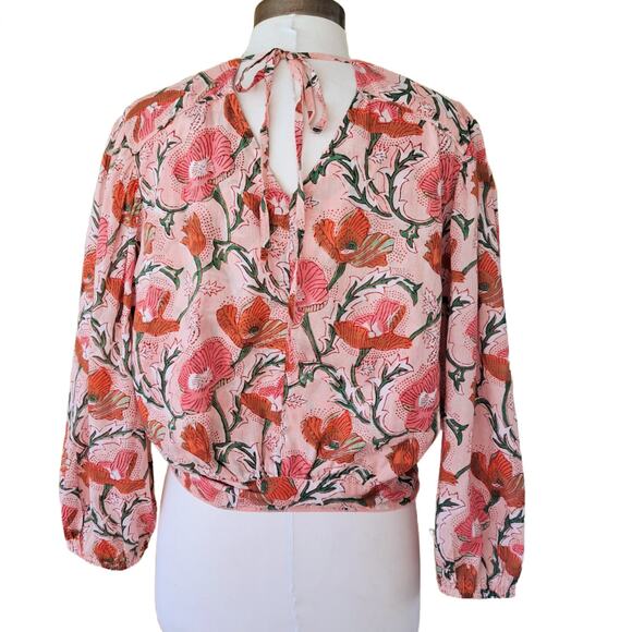 Desert Queen Gypsy Cropped Top in Pink Rich Poppy Floral Print L / 8 - Picture 2 of 12